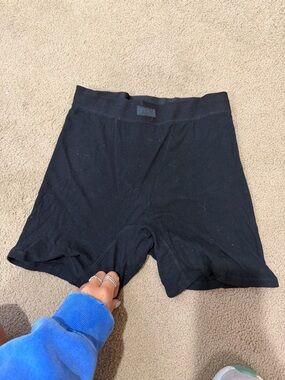 SKIMS Black Ribbed High-Waist Bike Shorts